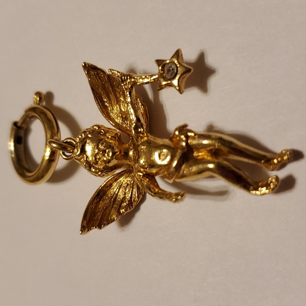KIRK'S FOLLY Charm,Goldtone,Stamped,(behind star)4” size, EUC, Pixie Collection